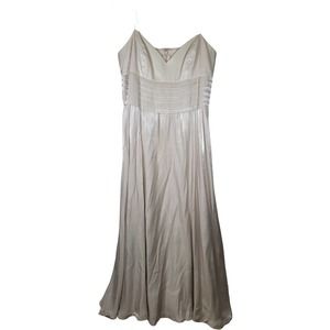 Adrianna Papell Dress 12 Long Gown Champagne Sparkle Iridescent Spaghetti Strap